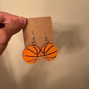 NWT Handmade Wooden Basketball Styled Dangle Earrings